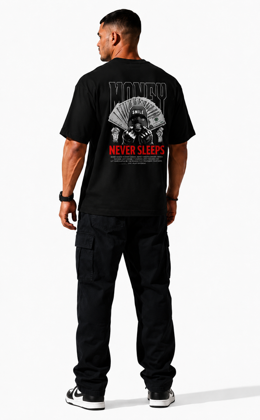 Luckyfits Money Never Sleeps | Unisex Oversized Standard T-Shirt