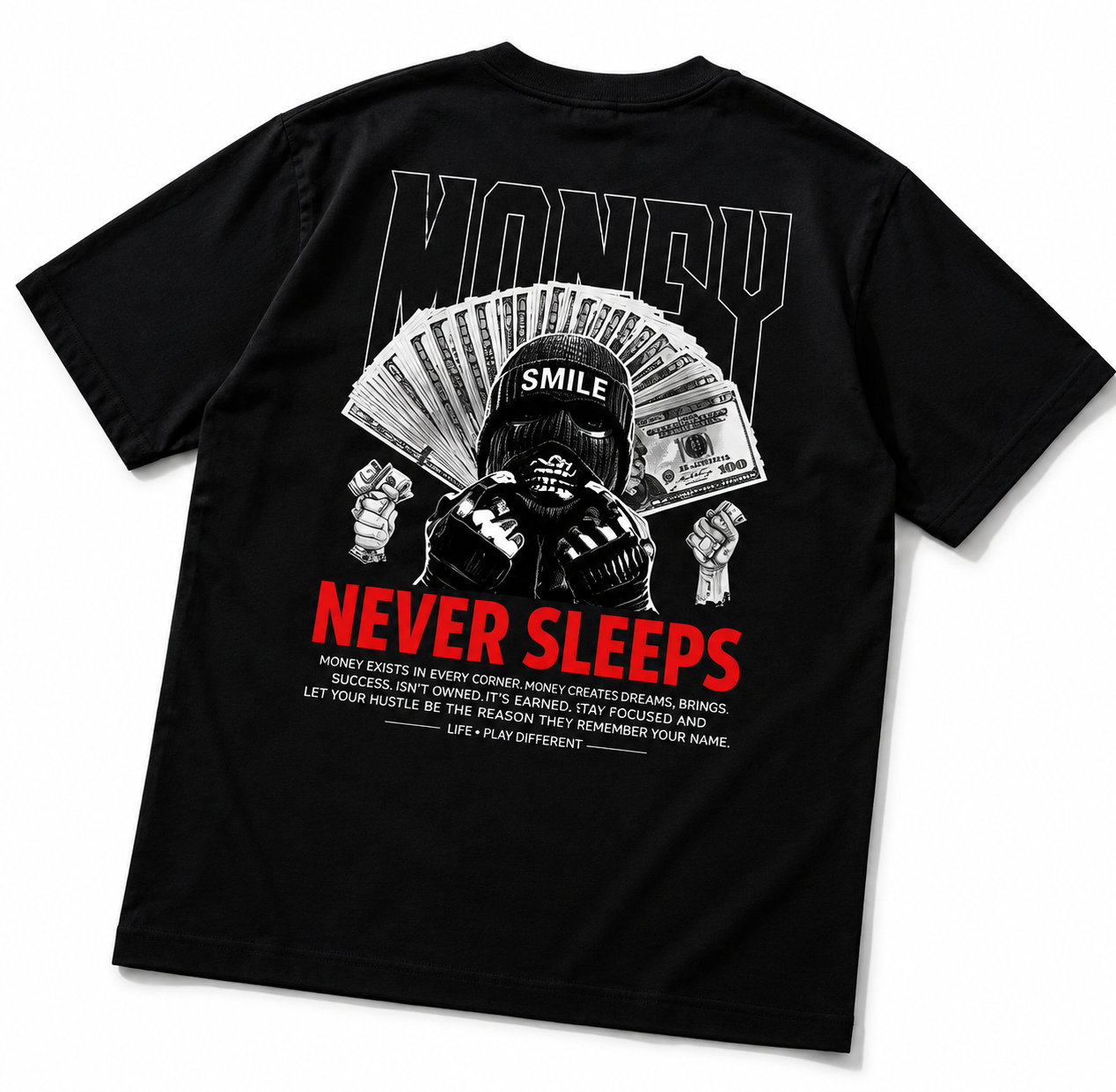 Luckyfits Money Never Sleeps | Unisex Oversized Standard T-Shirt