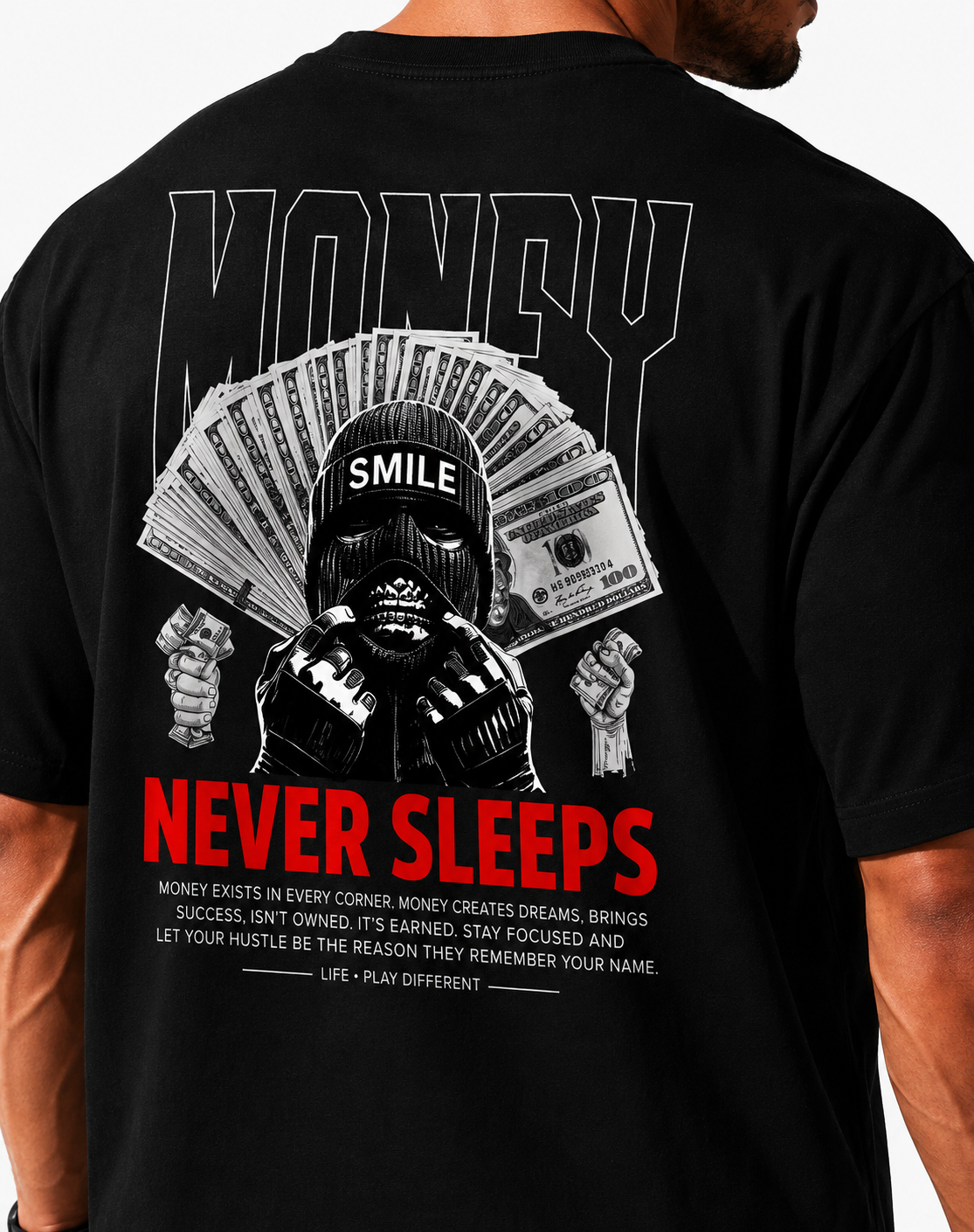 Luckyfits Money Never Sleeps | Unisex Oversized Standard T-Shirt