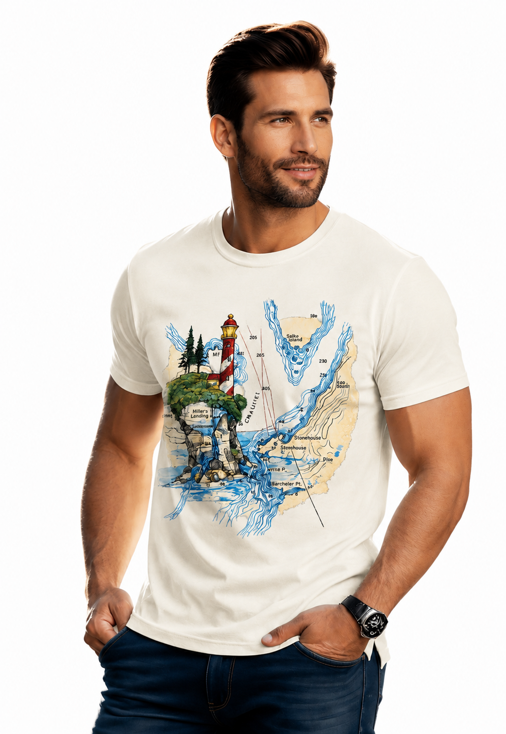 Luckyfits Lighthouse Voyage | Unisex Classic Crew T-Shirt