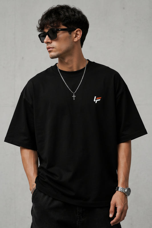 LuckyFits Oversized Graphic T-Shirt – Premium Heavy Cotton Streetwear Tee (Black)