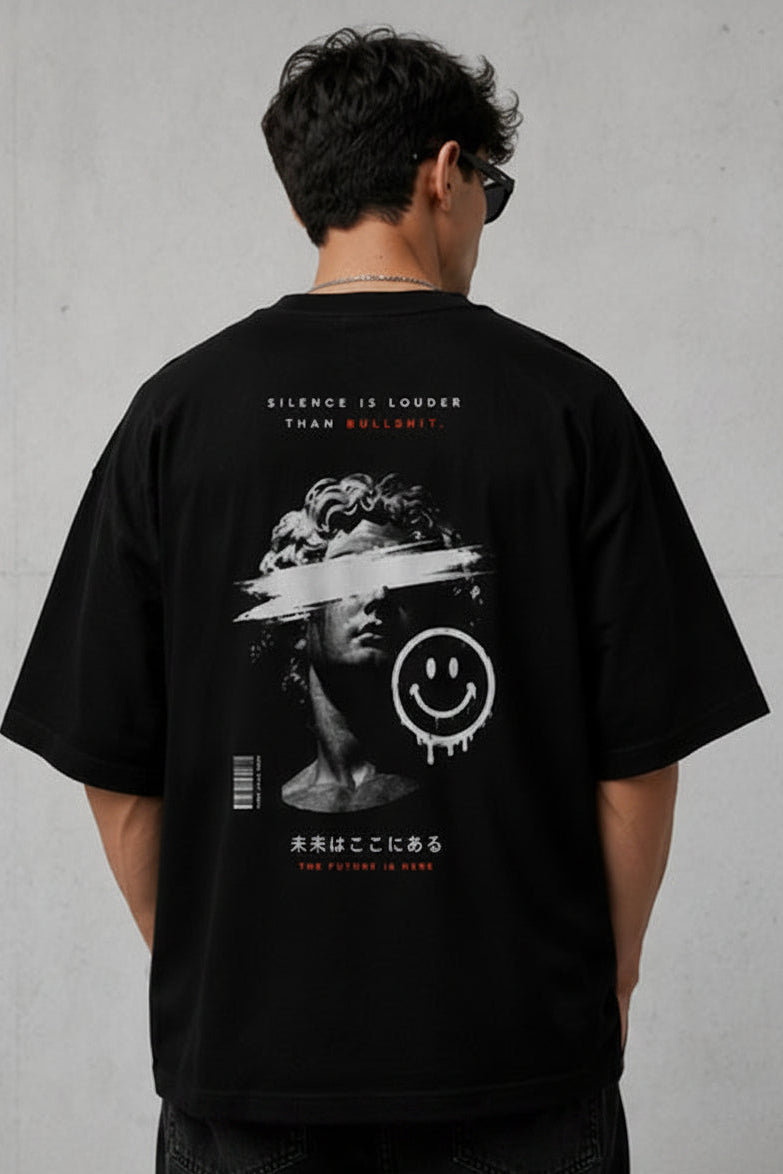 LuckyFits Oversized Graphic T-Shirt – Premium Heavy Cotton Streetwear Tee (Black)