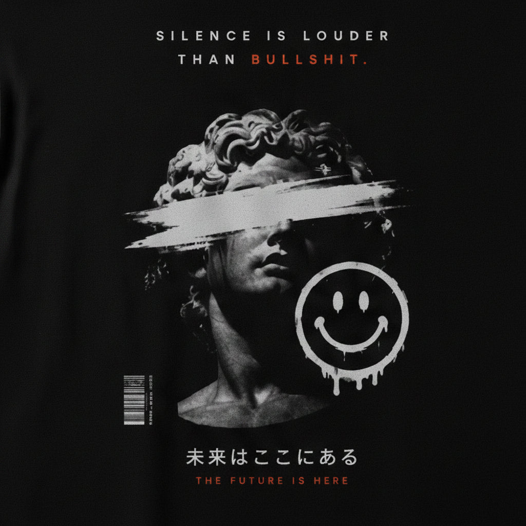 LuckyFits Oversized Graphic T-Shirt – Premium Heavy Cotton Streetwear Tee (Black)