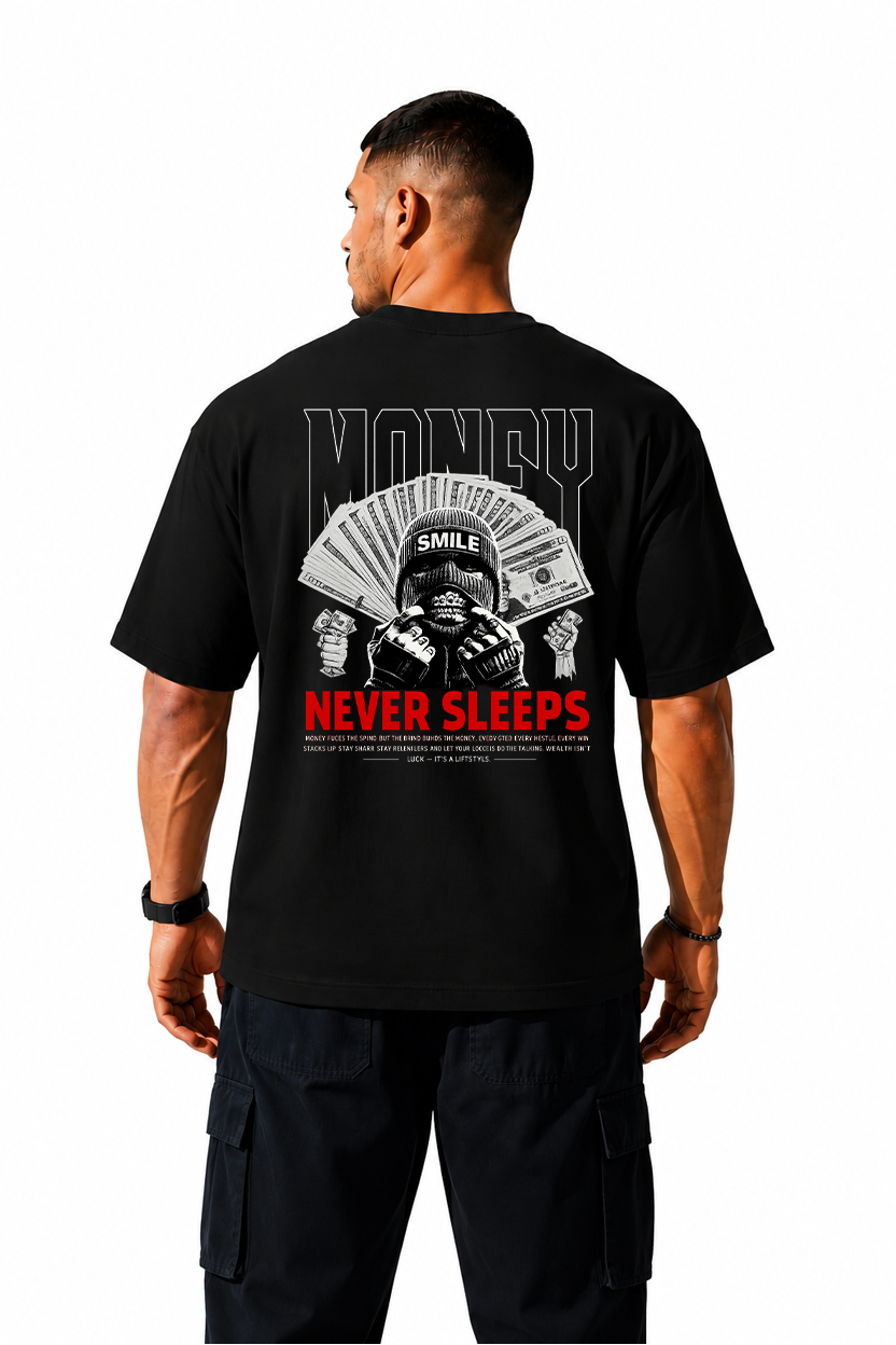 Luckyfits Money Never Sleeps | Unisex Oversized Standard T-Shirt