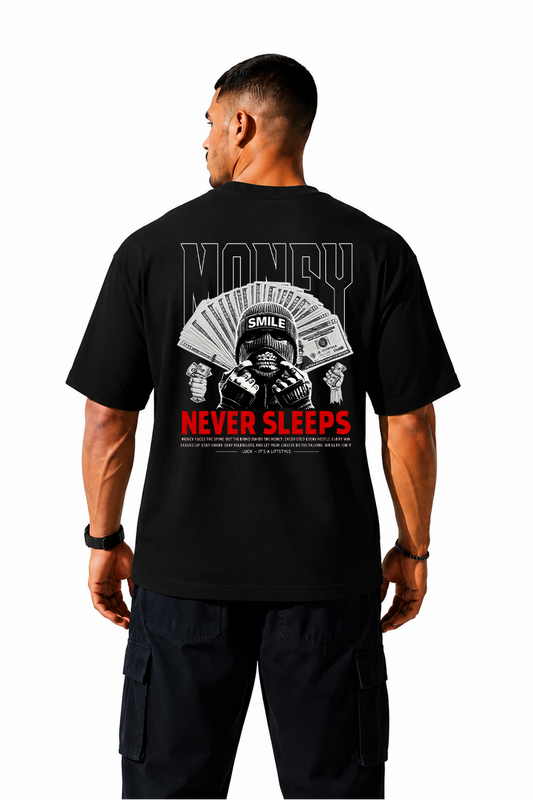 Luckyfits Money Never Sleeps | Unisex Oversized Standard T-Shirt